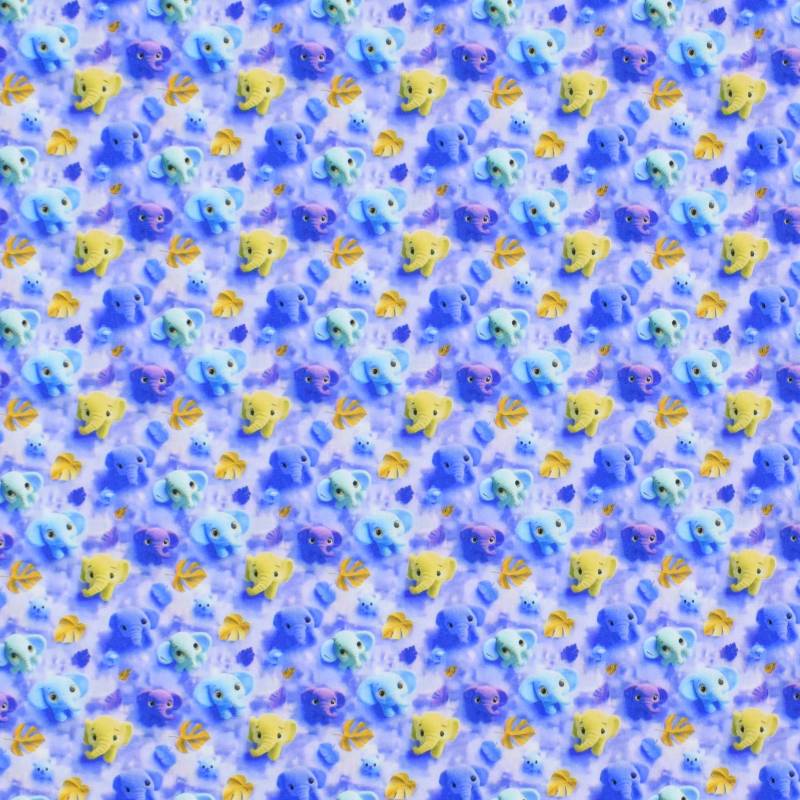 Baumwoll Popeline Elefant, blau von Stoffe Hemmers