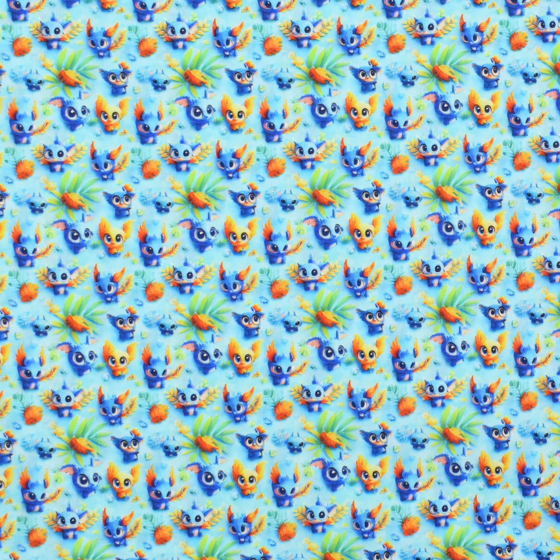 Baumwoll Popeline Fantasy Animals, türkis von Stoffe Hemmers