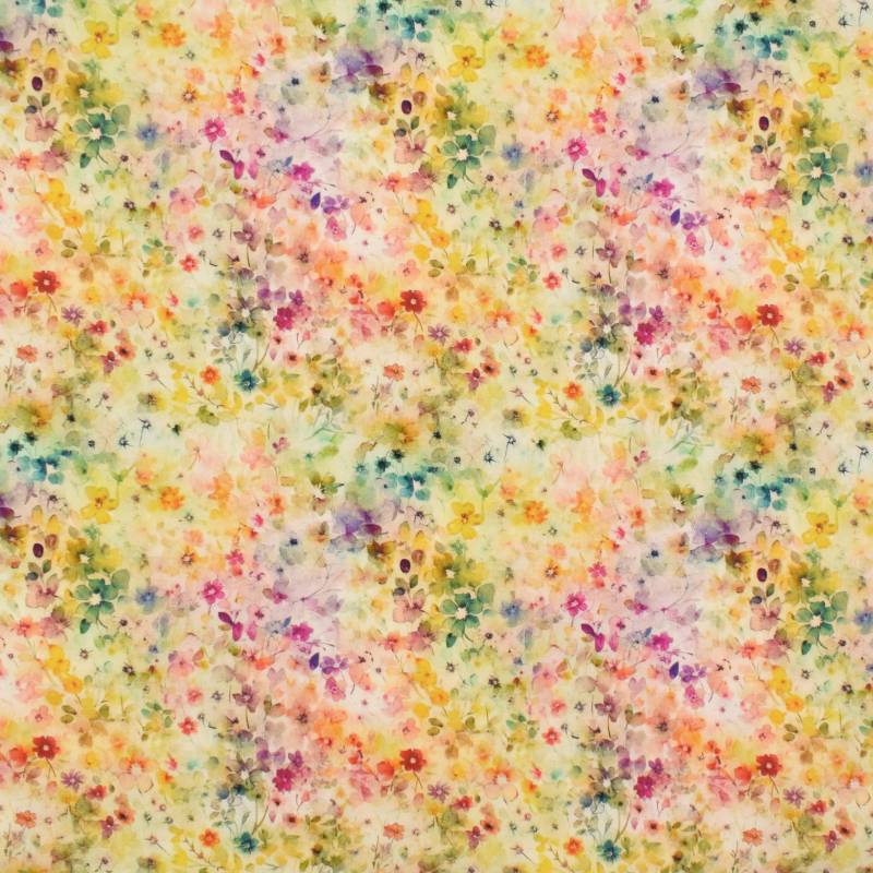 Baumwoll Popeline Flowers, gelb von Stoffe Hemmers