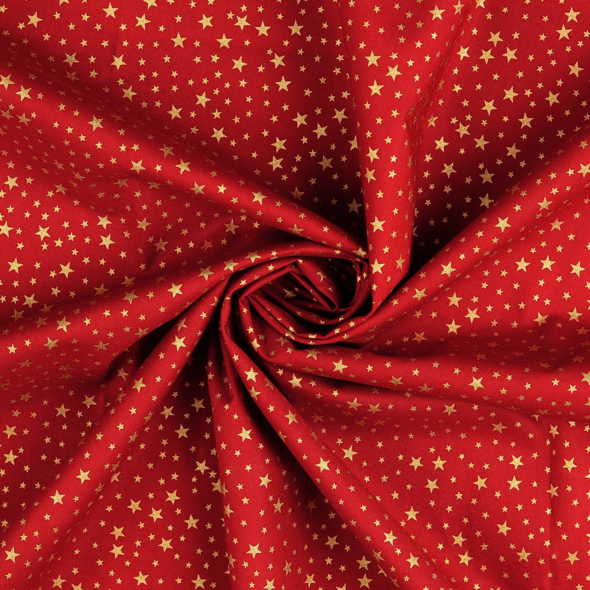 Baumwoll Popeline Golden Stars, rot Baumwoll Popeline Golden Stars, rot von Stoffe Hemmers