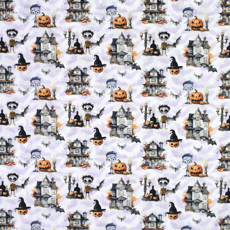 Baumwoll Popeline Halloween, weiß von Stoffe Hemmers