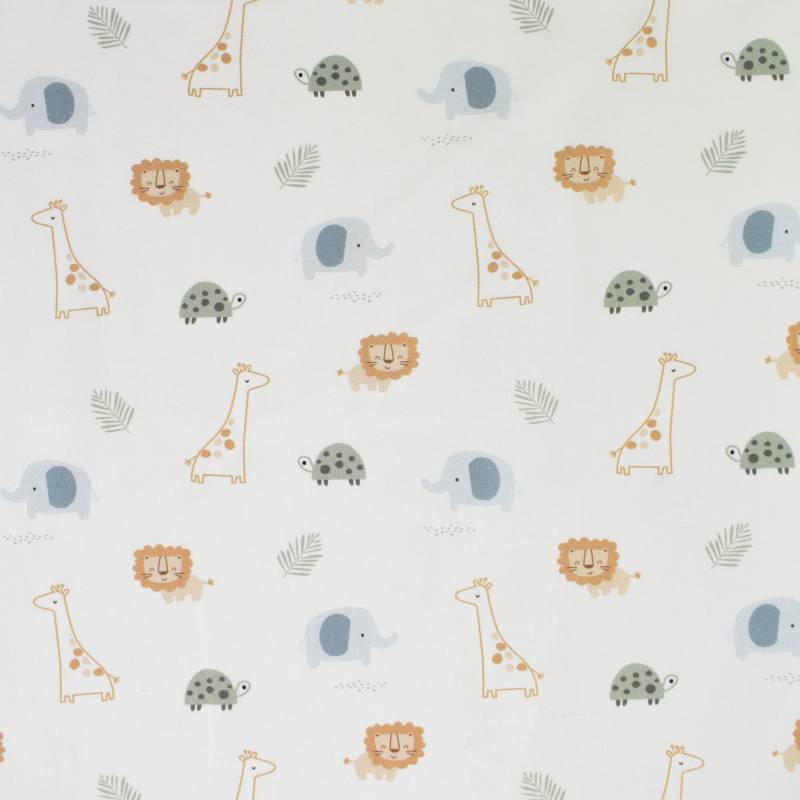 Baumwoll Popeline Happy Animals, wollweiß von Stoffe Hemmers