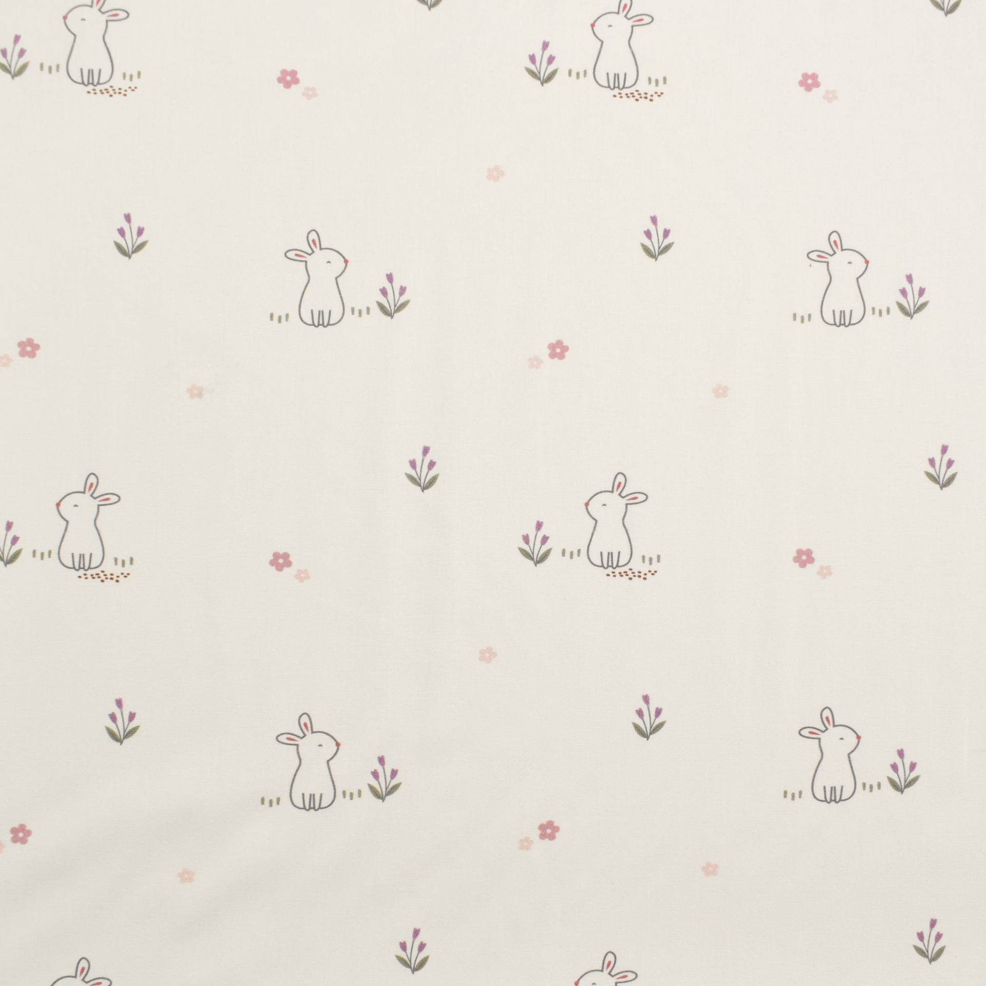 Baumwoll Popeline Happy Bunny, wollweiß Baumwoll Popeline Happy Bunny, wollweiß von Stoffe Hemmers