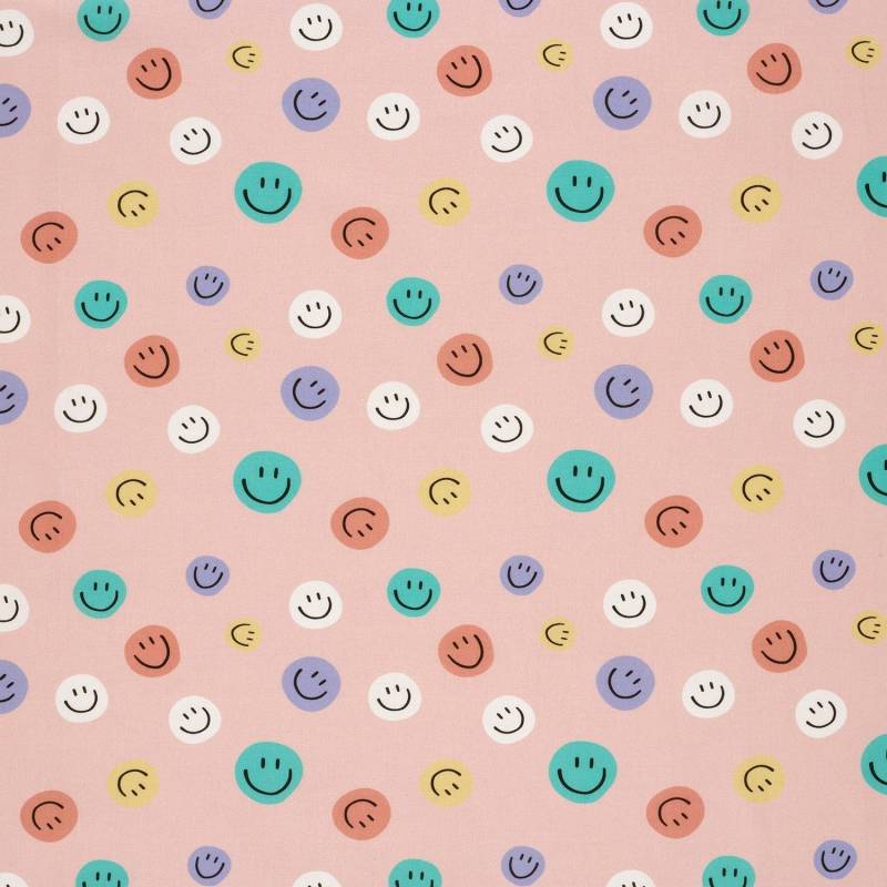 Baumwoll Popeline Happy Smile, rosa von Stoffe Hemmers