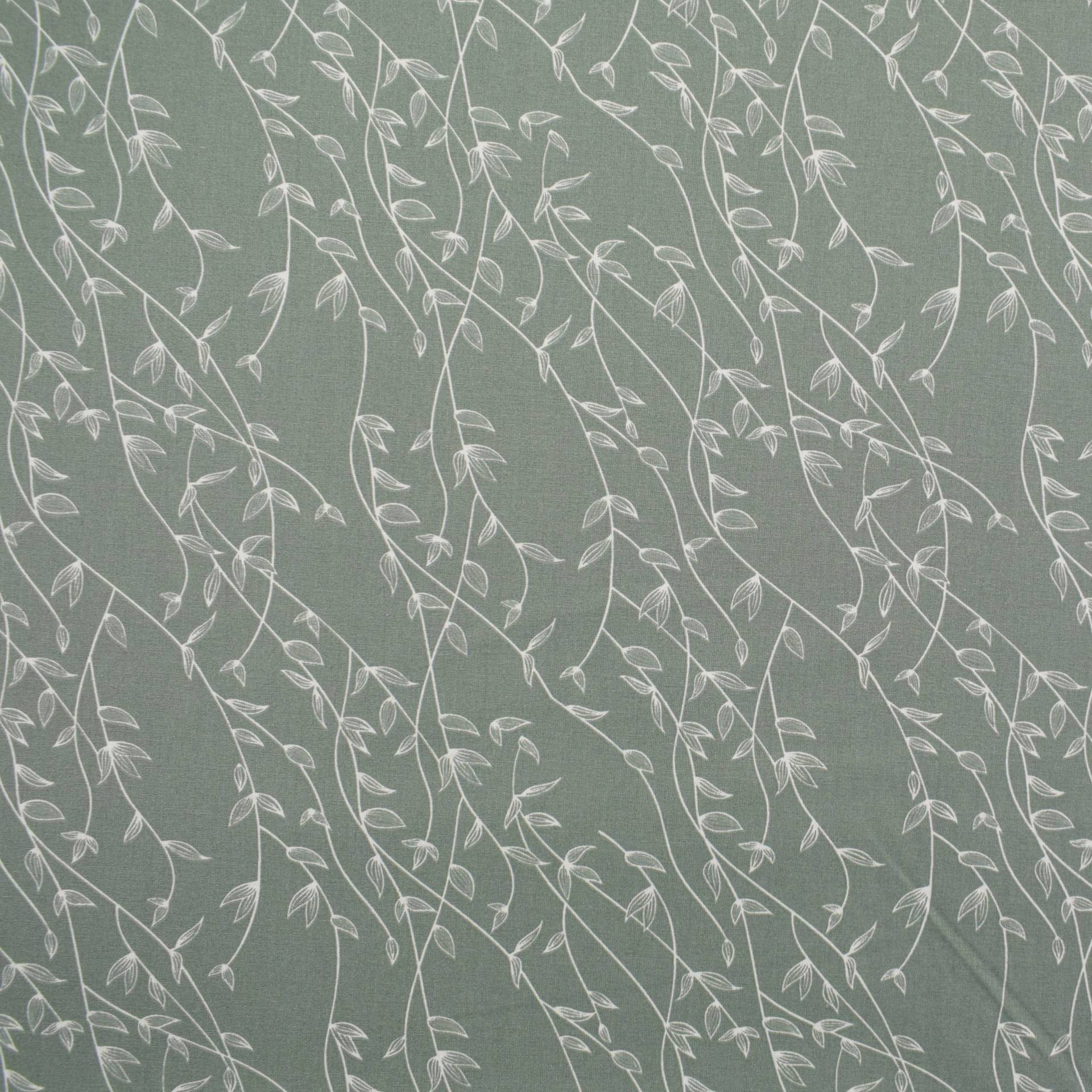 Baumwoll Popeline Leaves, blassgrün von Stoffe Hemmers