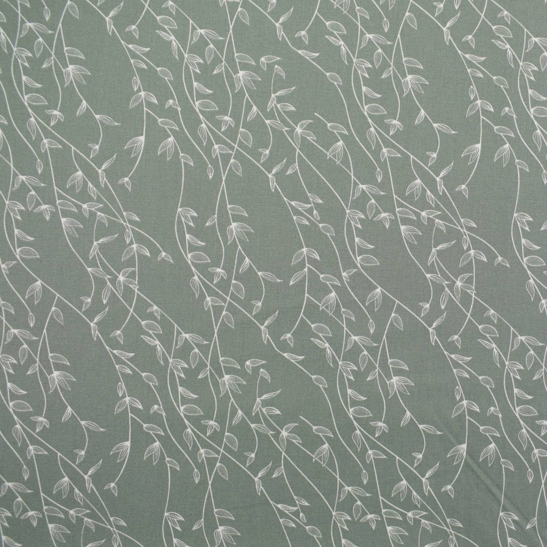 Baumwoll Popeline Leaves, blassgrün von Stoffe Hemmers