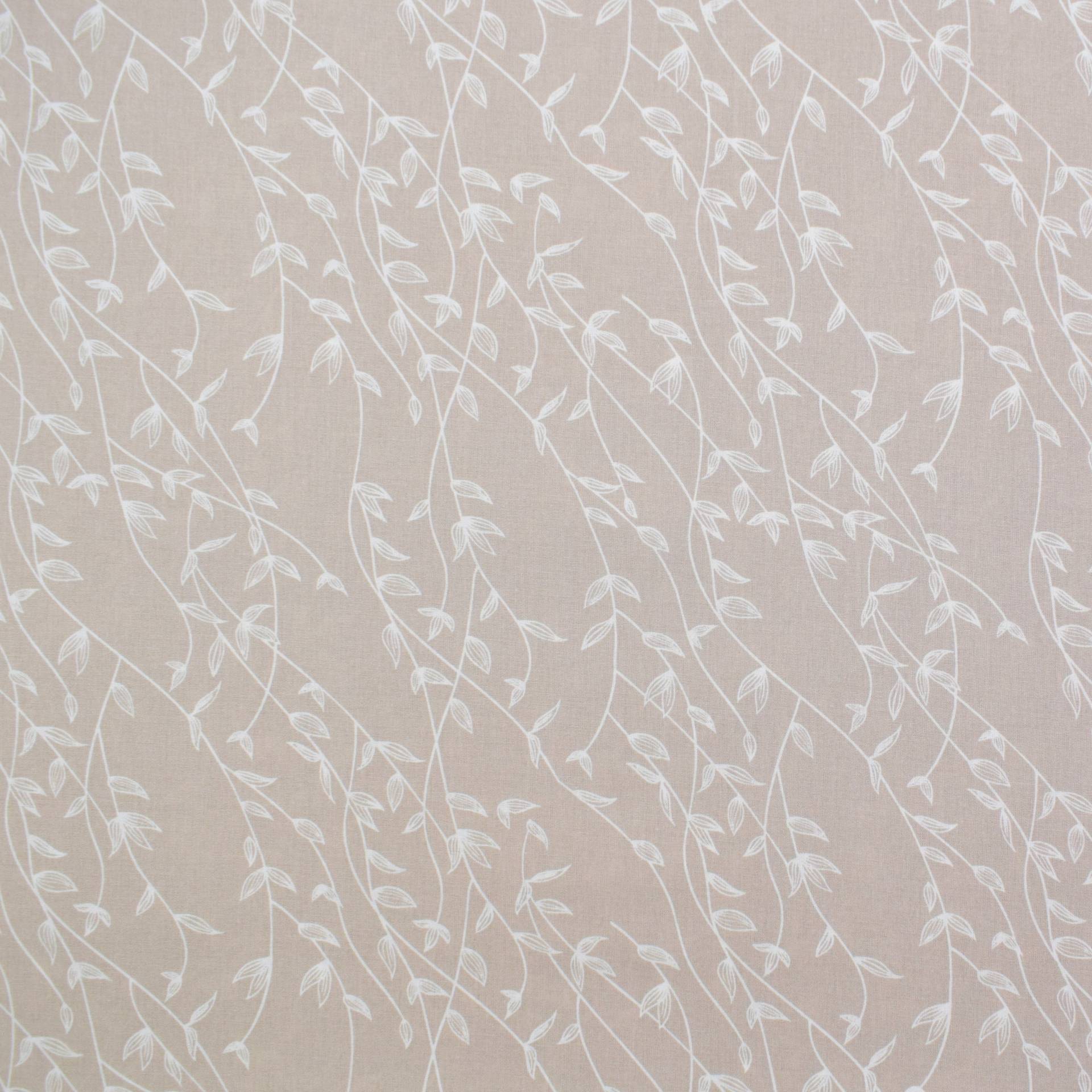 Baumwoll Popeline Leaves, hellbeige von Stoffe Hemmers