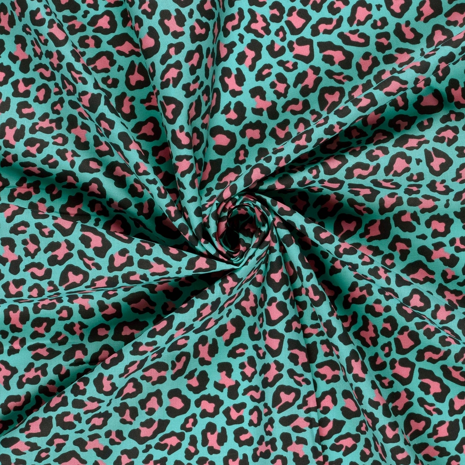 Baumwoll Popeline Leo Lovers, türkis von Stoffe Hemmers