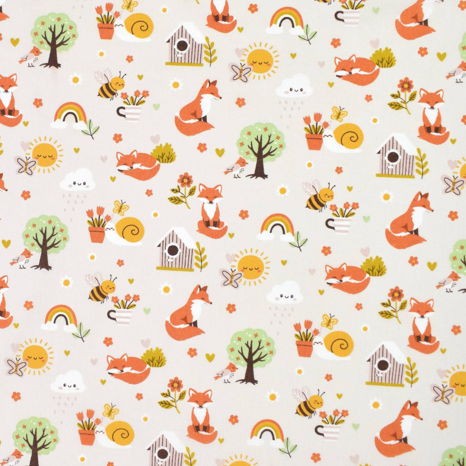 Baumwoll Popeline Little Fox, natur Baumwoll Popeline Little Fox, natur von Stoffe Hemmers