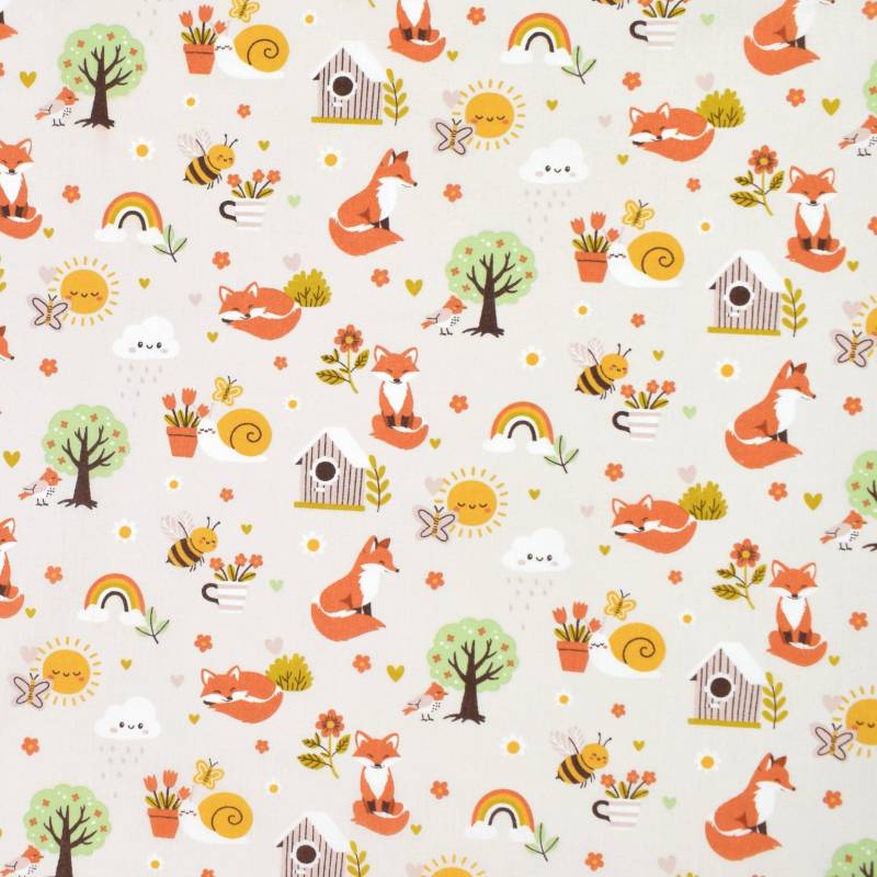 Baumwoll Popeline Little Fox, natur Baumwoll Popeline Little Fox, natur von Stoffe Hemmers