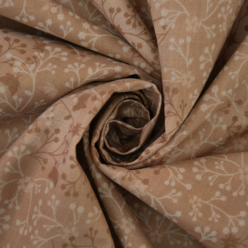 Baumwoll Popeline Ranken 2, natur von Stoffe Hemmers