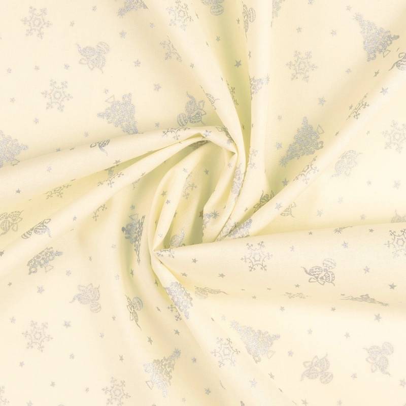 Baumwoll Popeline Silver Christmas, creme Baumwoll Popeline Silver Christmas, creme von Stoffe Hemmers