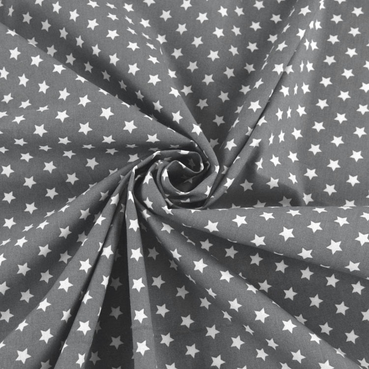 Baumwoll Popeline Sterne, grau von Stoffe Hemmers