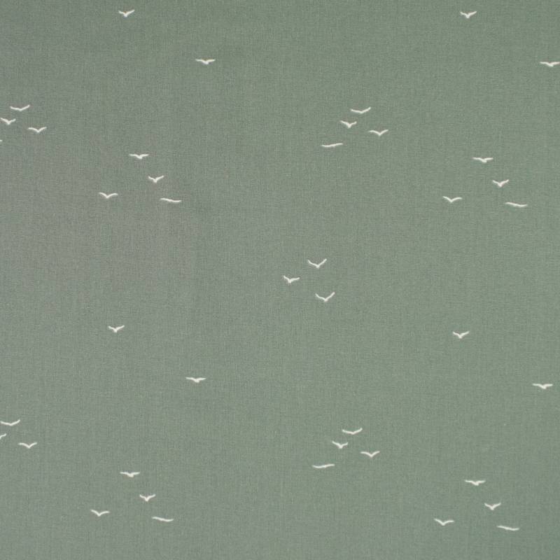 Baumwoll Popeline Swallows, blassgrün von Stoffe Hemmers