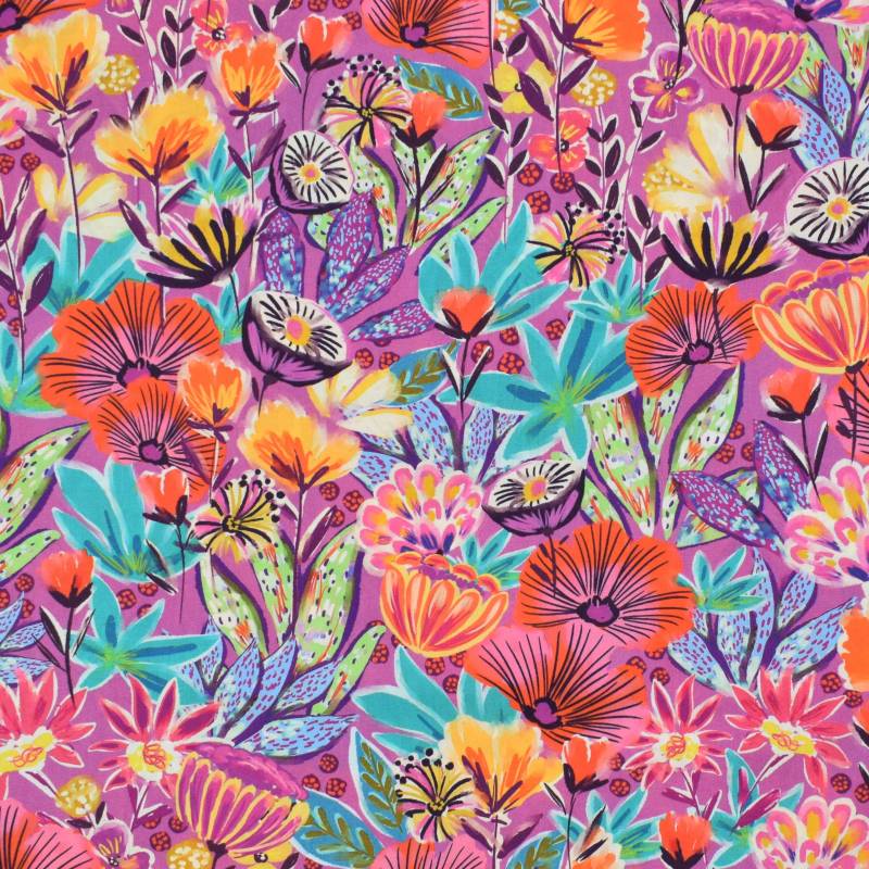 Baumwoll Popeline Wildflowers, beere von Stoffe Hemmers