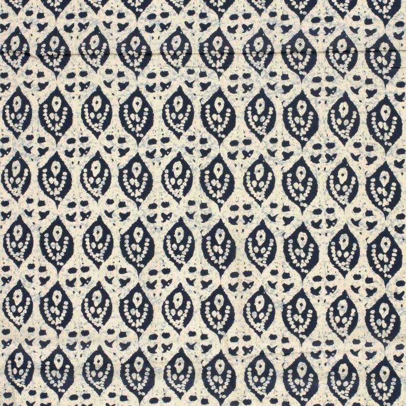 Baumwoll Voile Abtract Leaves, marine von Stoffe Hemmers