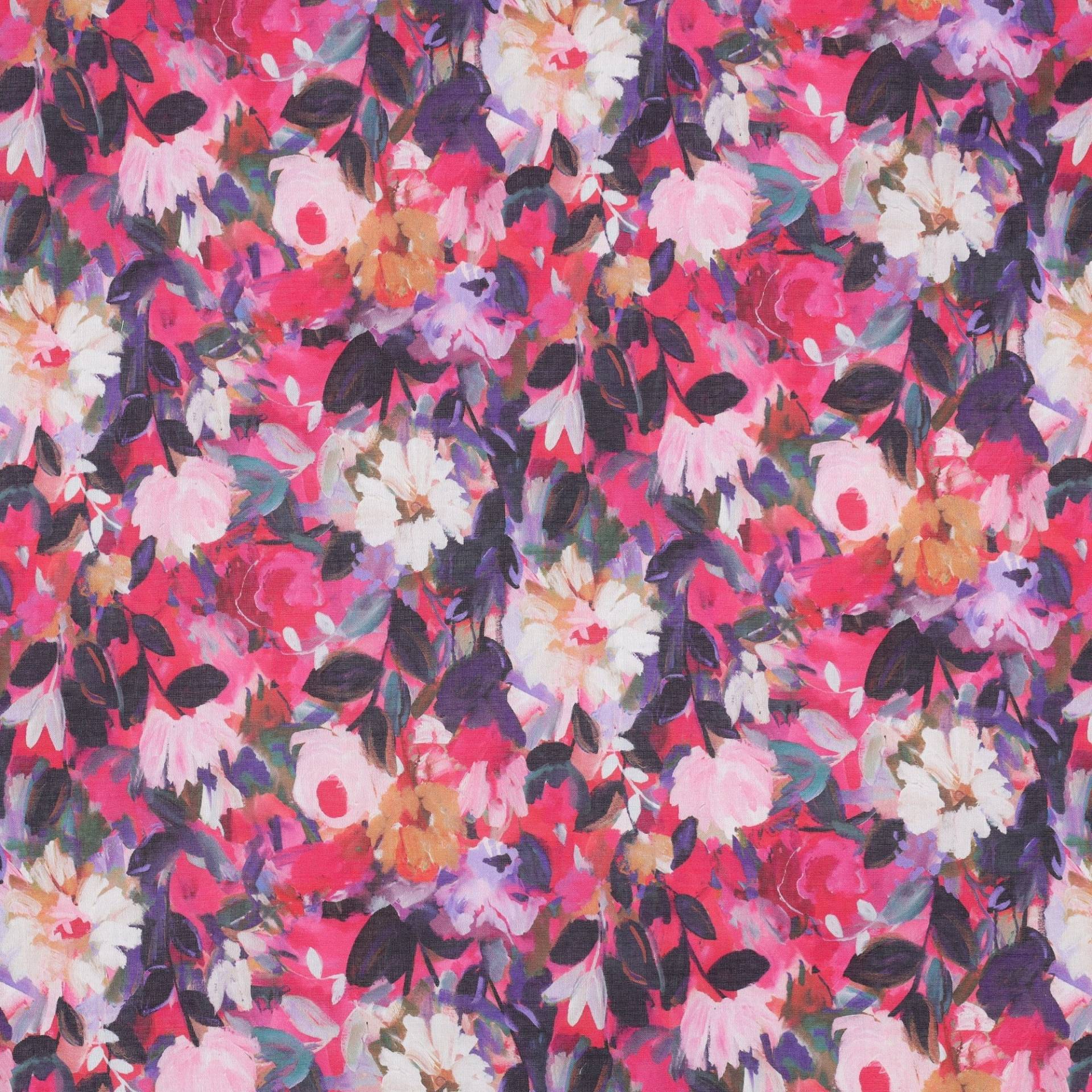 Baumwoll Voile Blumen, pink von Stoffe Hemmers