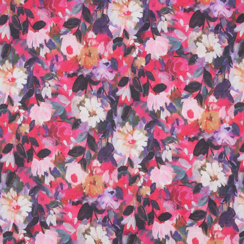 Baumwoll Voile Blumen, pink von Stoffe Hemmers