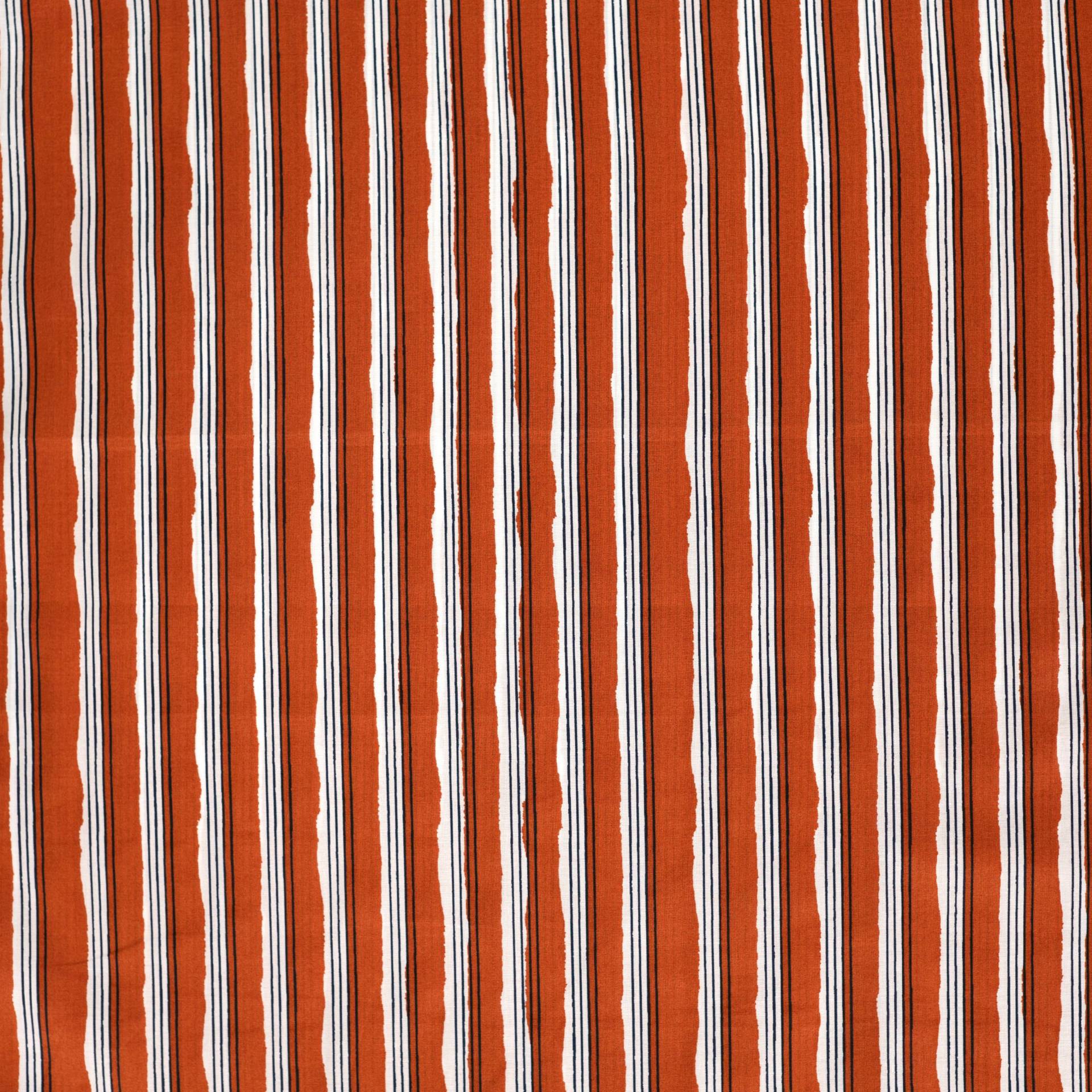 Baumwoll Voile Enjoy Copper Coast Stripes, terracotta von Stoffe Hemmers