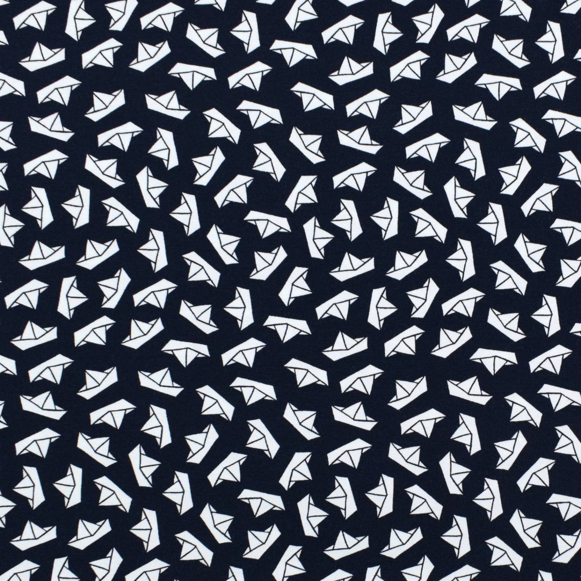 Baumwolljersey, kleine Boote, marineblau Baumwolljersey, kleine Boote, marineblau von Stoffe Hemmers