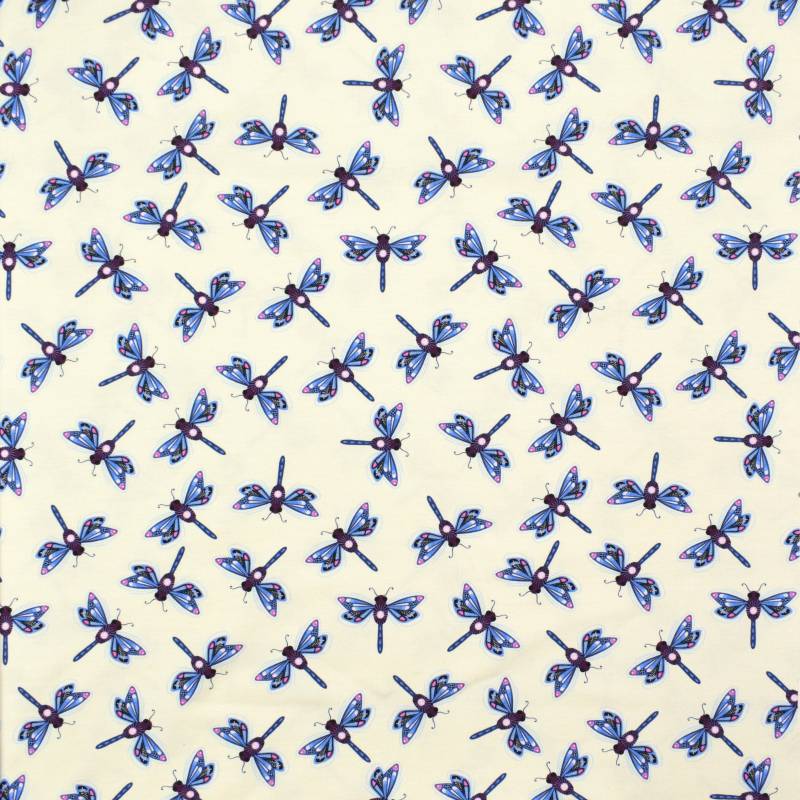 Baumwolljersey Albstoffe Hamburger Liebe Beetles & Bugs Dragonfly, vanille von Stoffe Hemmers