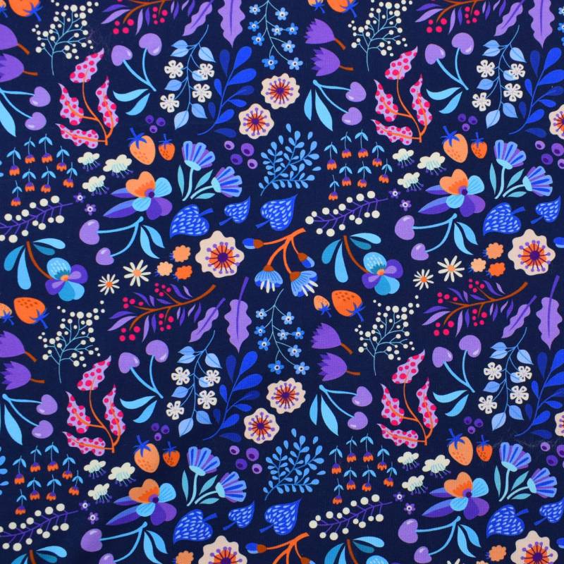 Baumwolljersey Albstoffe Hamburger Liebe Picknick In the Park, dunkelblau von Stoffe Hemmers