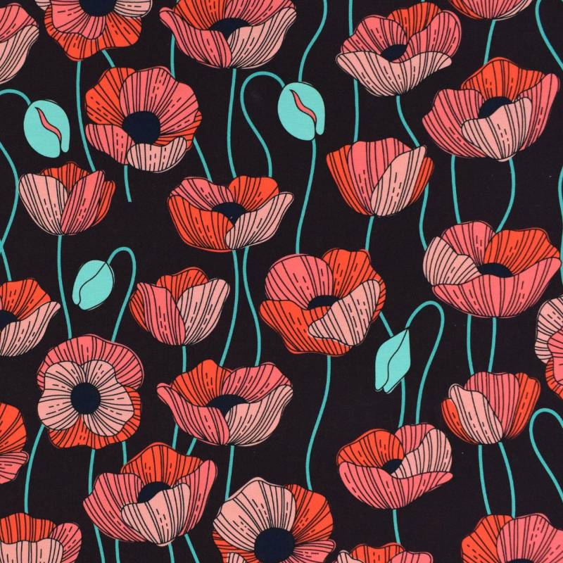 Baumwolljersey Albstoffe Hamburger Liebe Wonderland Poppies, bordeaux Baumwolljersey Albstoffe Hamburger Liebe Wonderland Poppies, bordeaux von Stoffe Hemmers