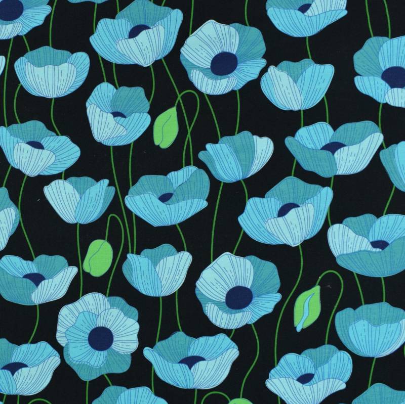 Baumwolljersey Albstoffe Hamburger Liebe Wonderland Poppies, schwarz Baumwolljersey Albstoffe Hamburger Liebe Wonderland Poppies, schwarz von Stoffe Hemmers