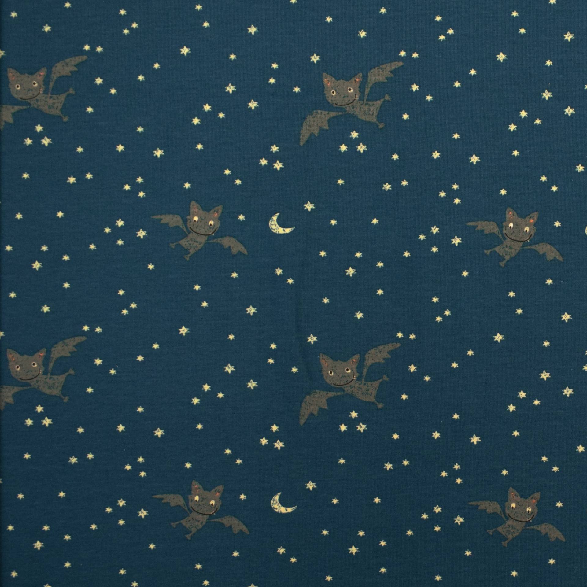 Baumwolljersey Bats, rauchblau von Stoffe Hemmers