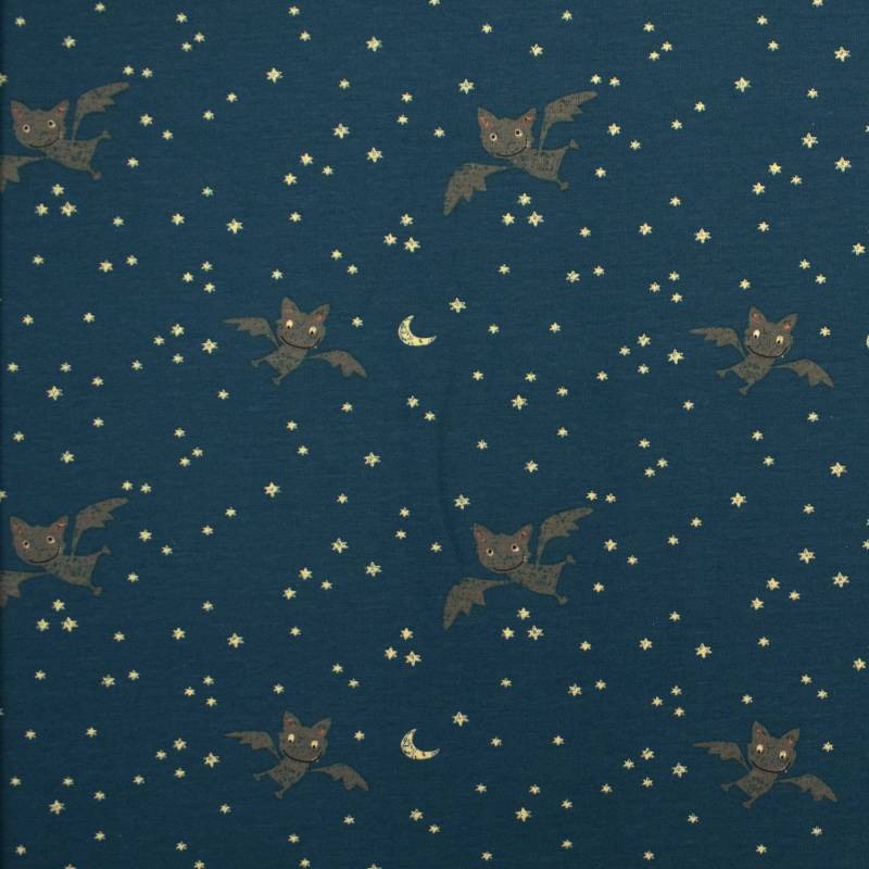 Baumwolljersey Bats, rauchblau von Stoffe Hemmers