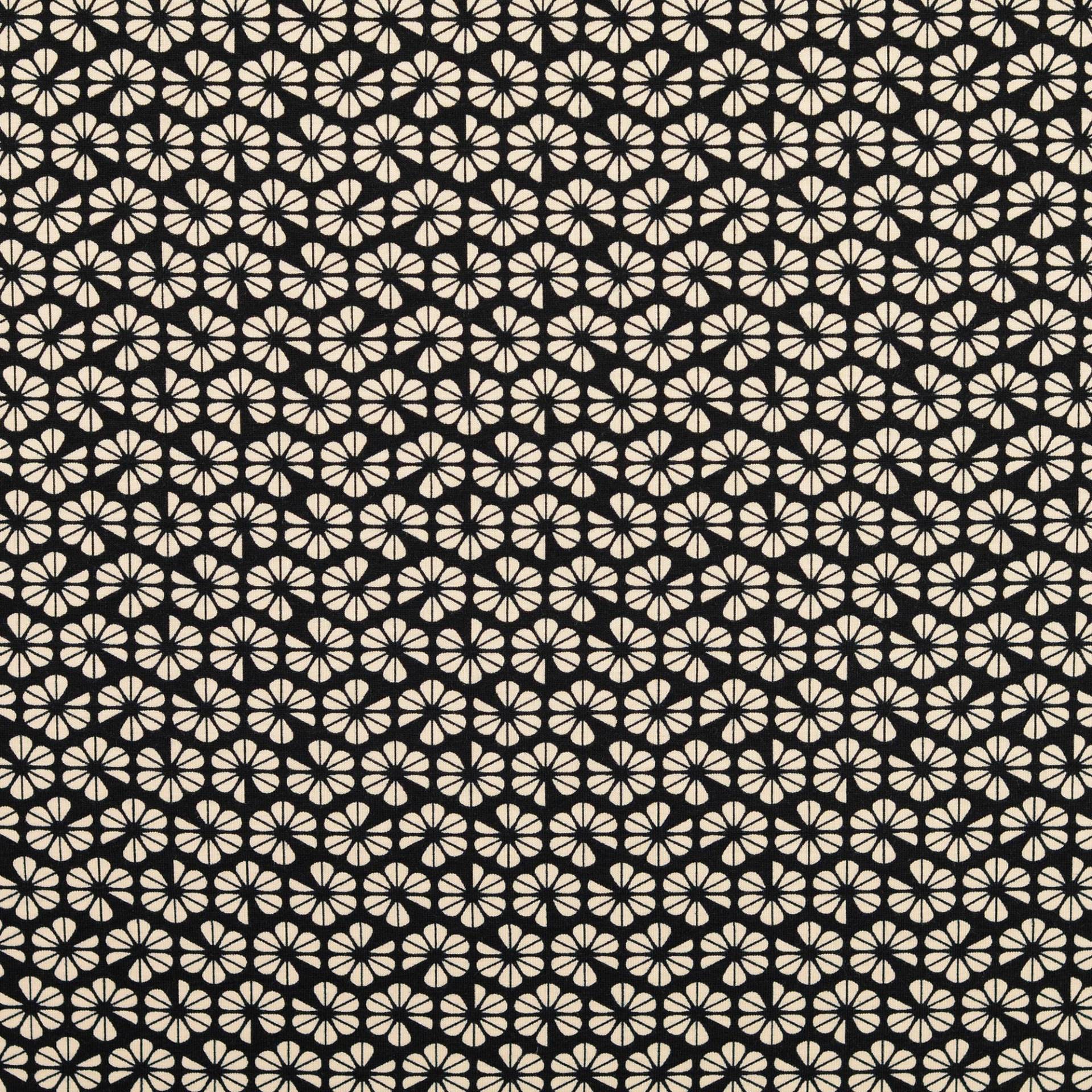 Baumwolljersey Blumen, schwarz Baumwolljersey Blumen, schwarz von Stoffe Hemmers