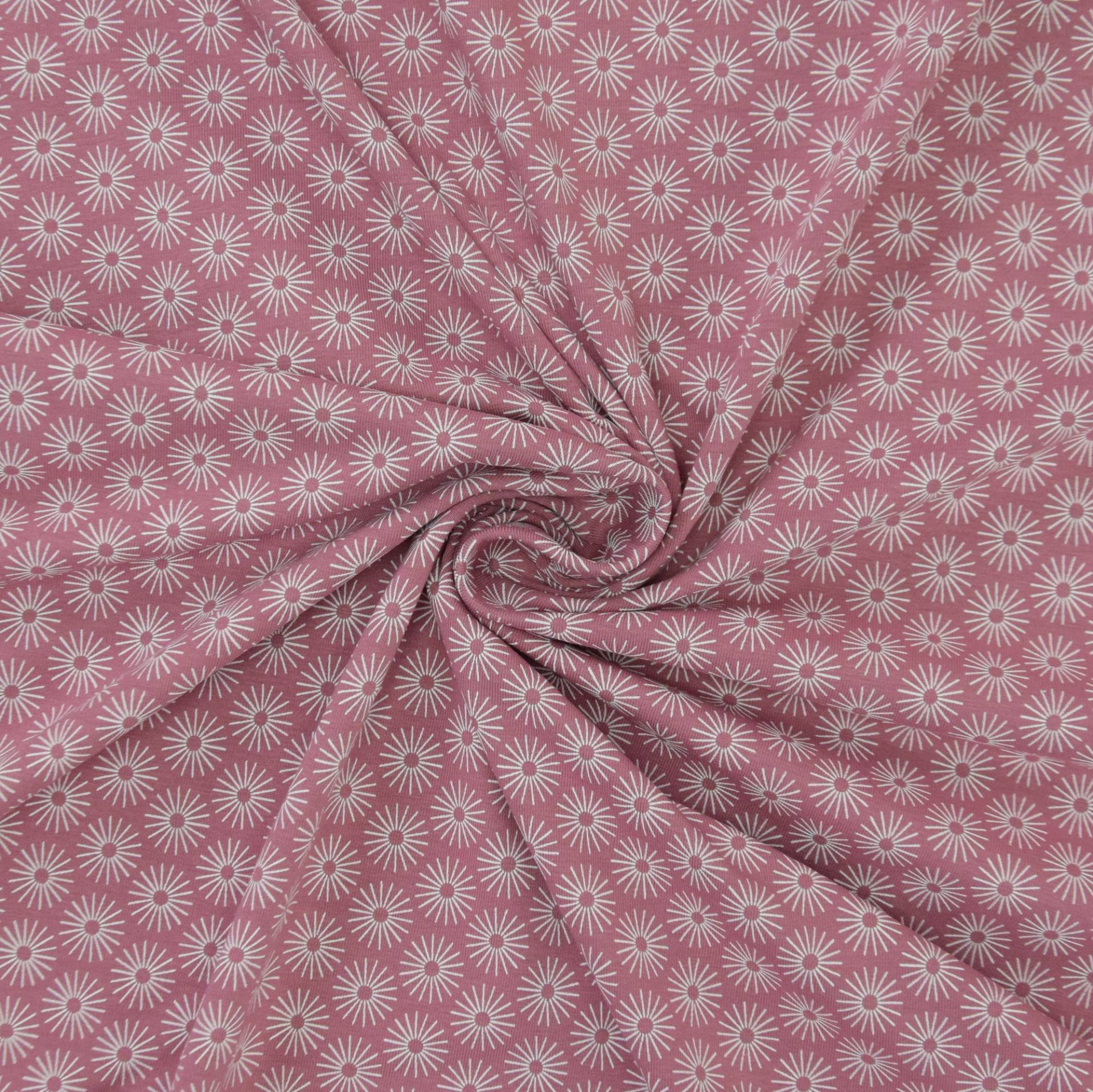 Baumwolljersey Blumenschirmchen, altrosa von Stoffe Hemmers