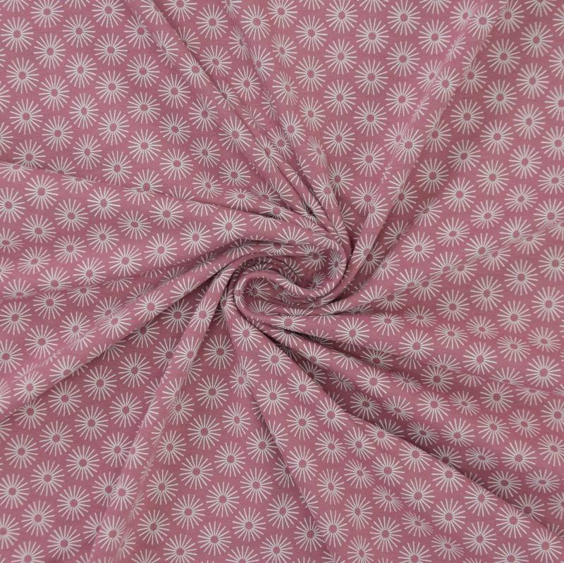 Baumwolljersey Blumenschirmchen, altrosa von Stoffe Hemmers