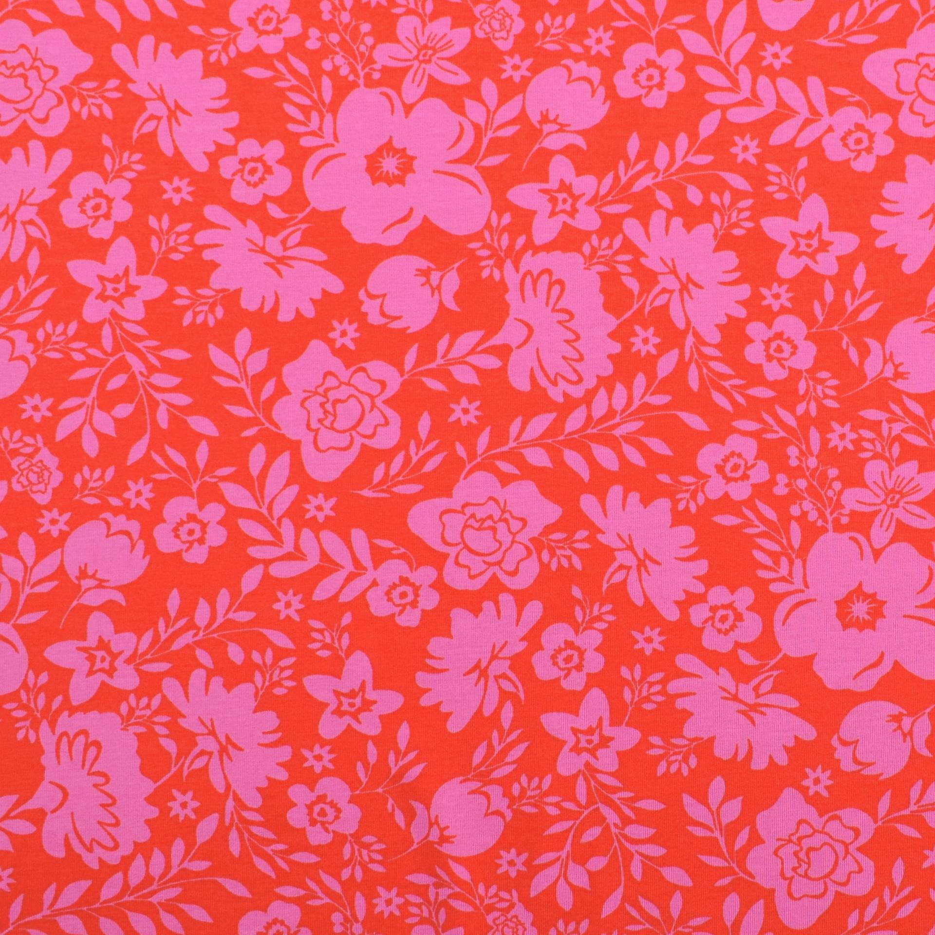 Baumwolljersey Blumentraum, rot von Stoffe Hemmers