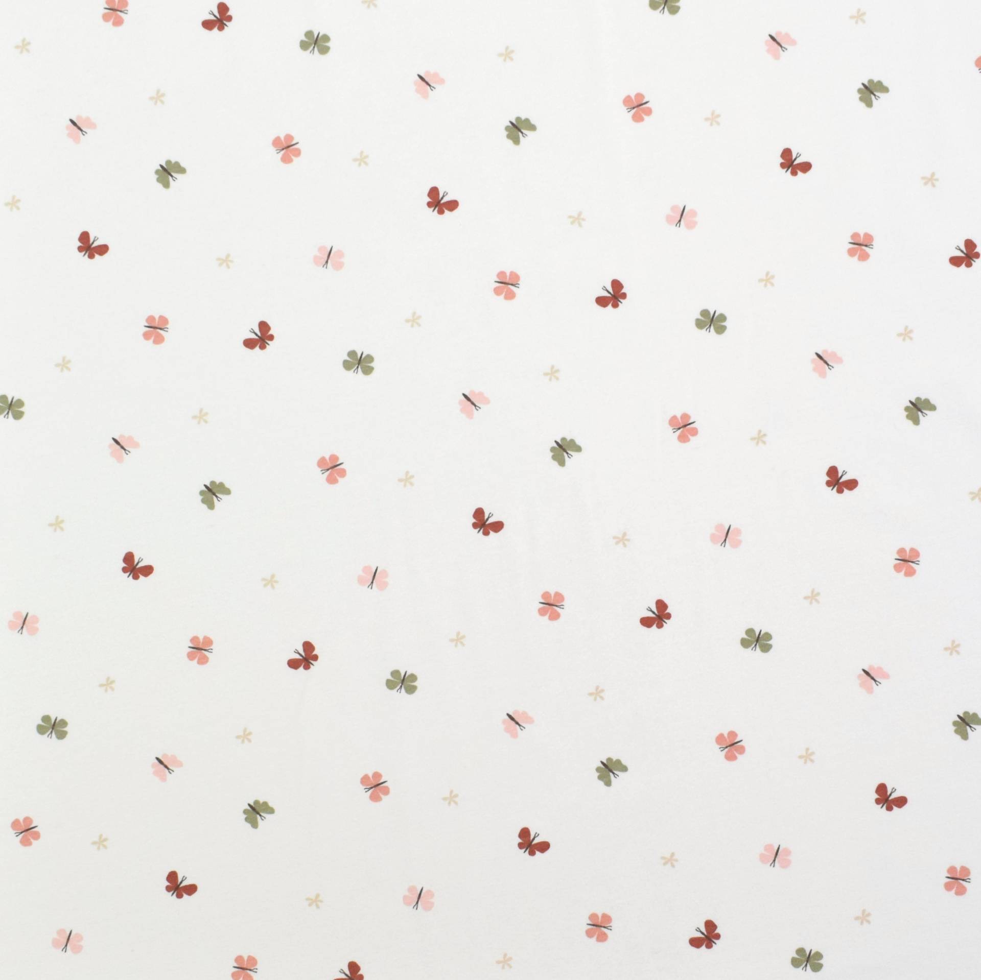 Baumwolljersey Butterflies, wollweiß von Stoffe Hemmers