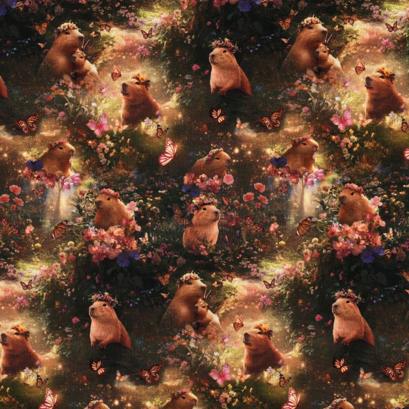 Baumwolljersey Capybara, multicolor Baumwolljersey Capybara, multicolor von Stoffe Hemmers