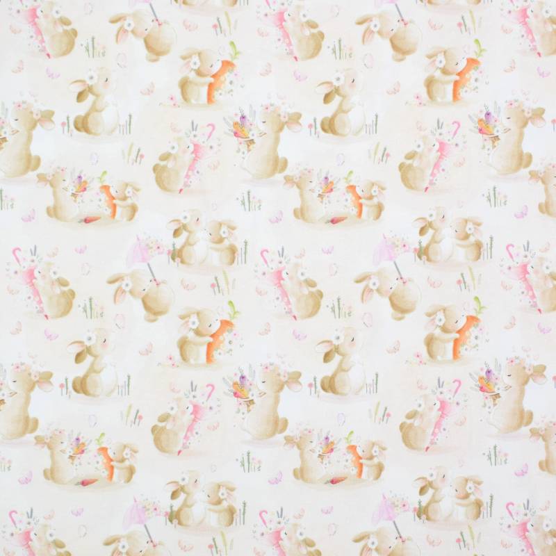 Baumwolljersey Cute Bunnies, beige von Stoffe Hemmers