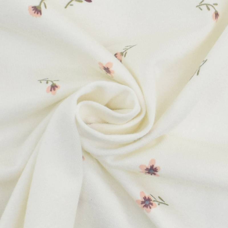 Baumwolljersey Flores, wollweiss von Stoffe Hemmers