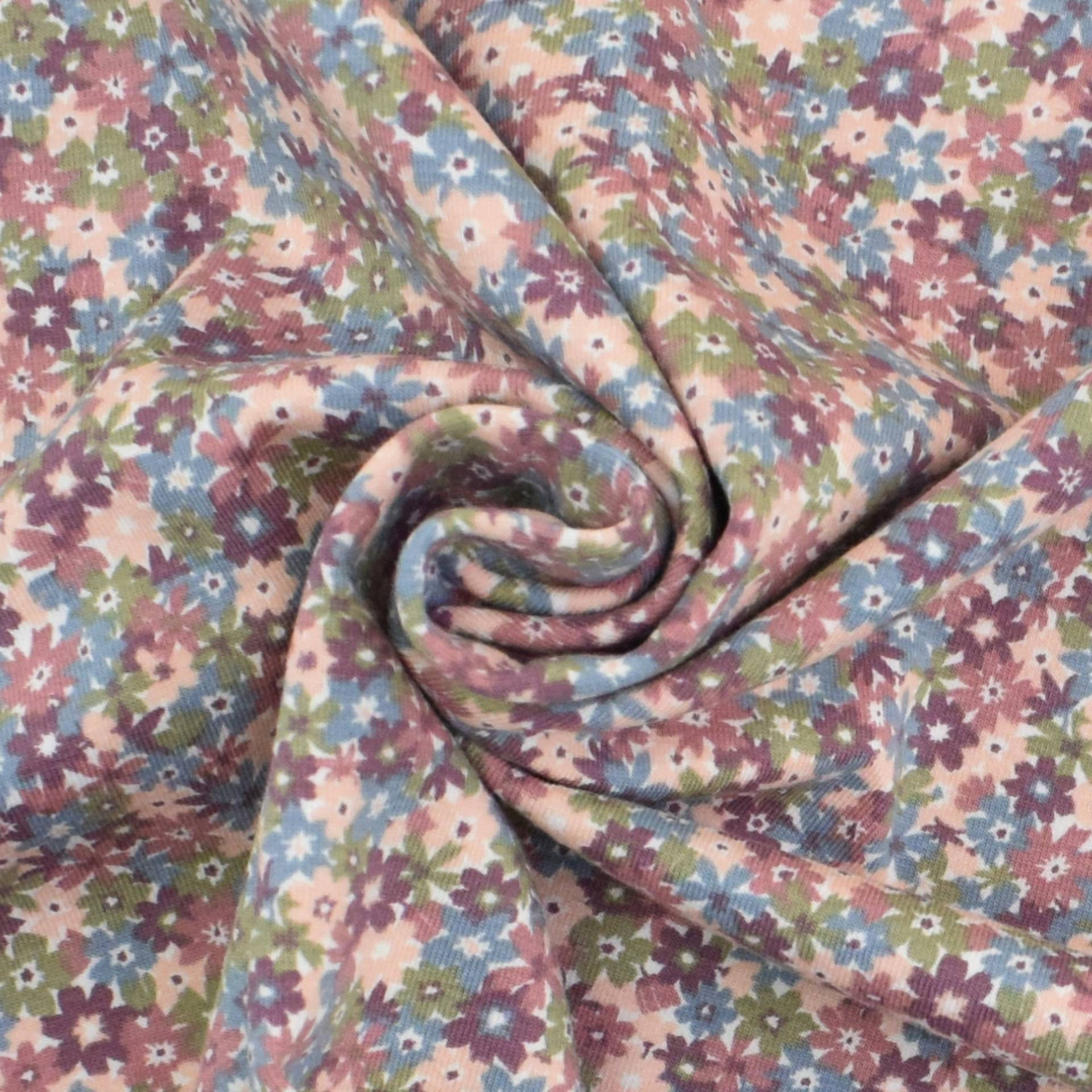 Baumwolljersey Flower Confetti, malve von Stoffe Hemmers
