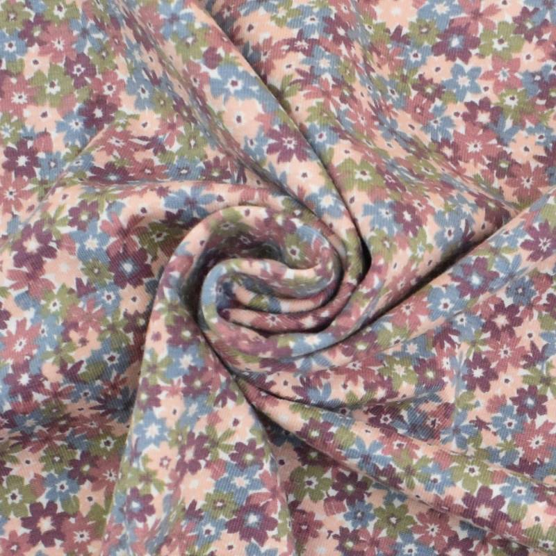 Baumwolljersey Flower Confetti, malve von Stoffe Hemmers