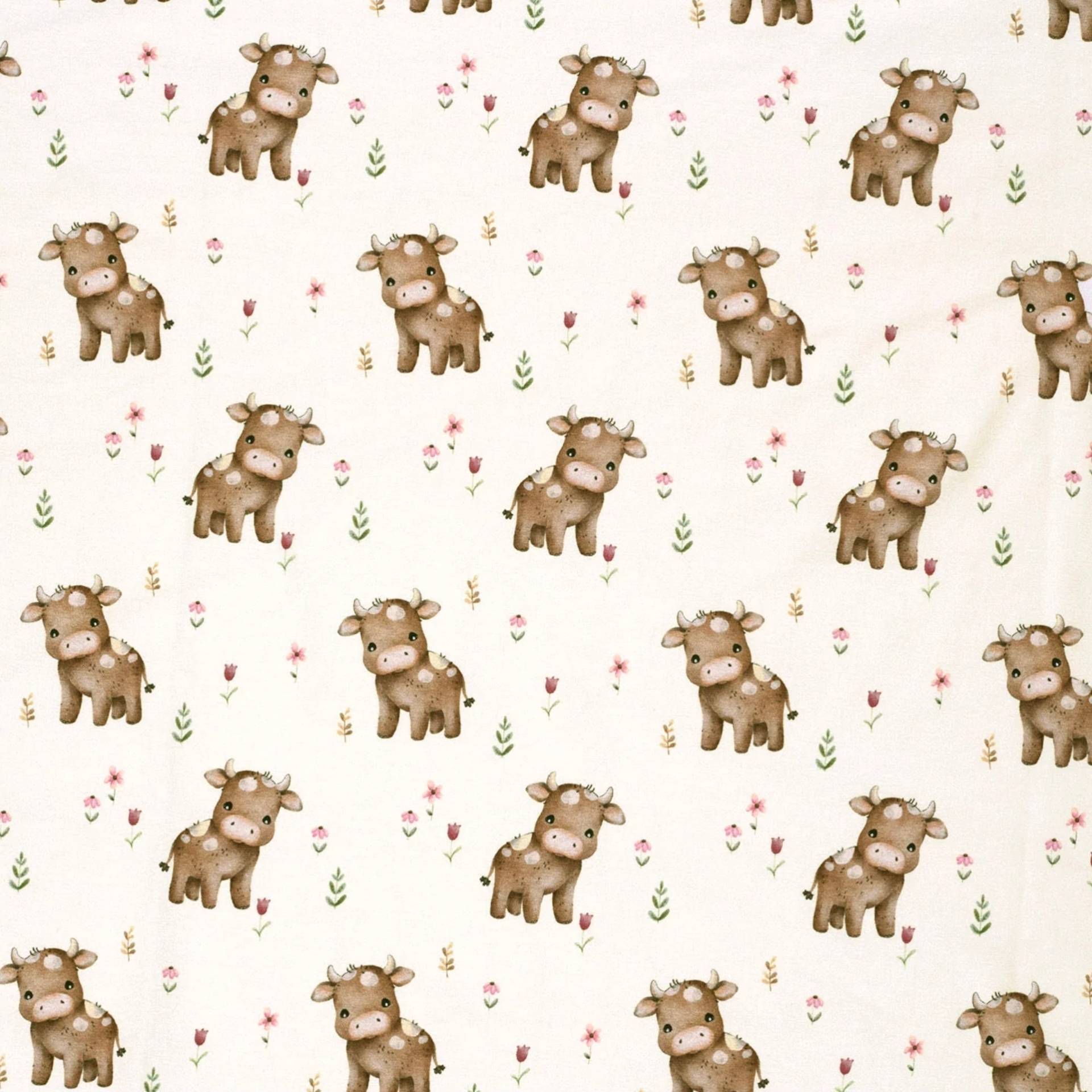 Baumwolljersey Fräulein von Julie Kühe, wollweiß von Stoffe Hemmers