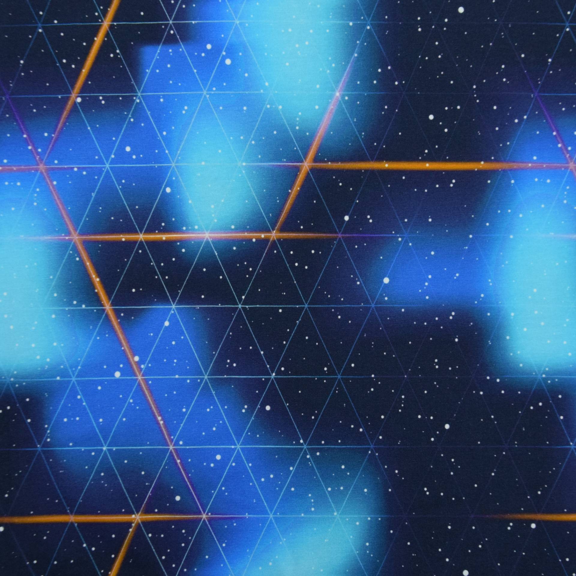 Baumwolljersey Galaxy Lights, blau von Stoffe Hemmers