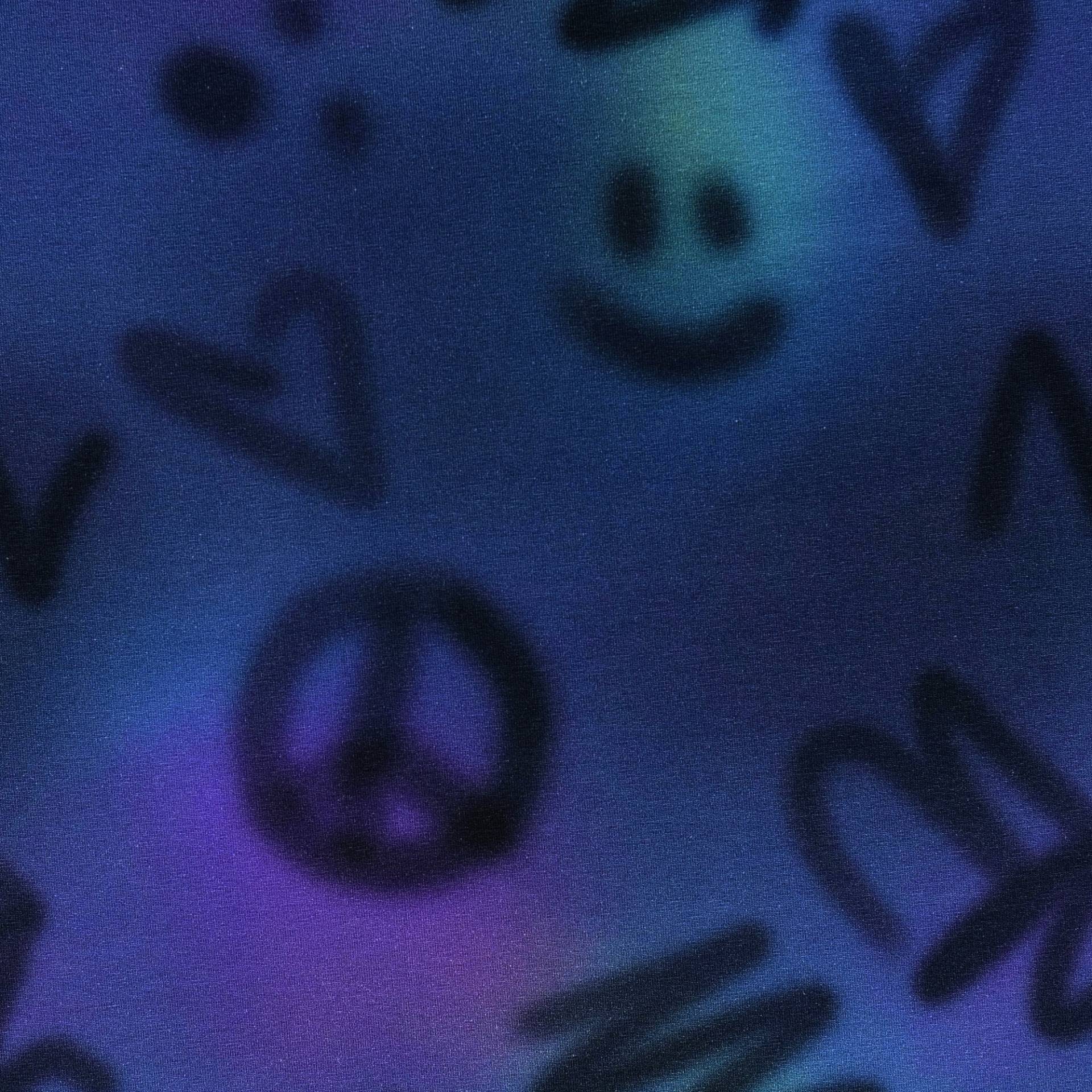 Baumwolljersey Graffiti Style, dunkelblau von Stoffe Hemmers