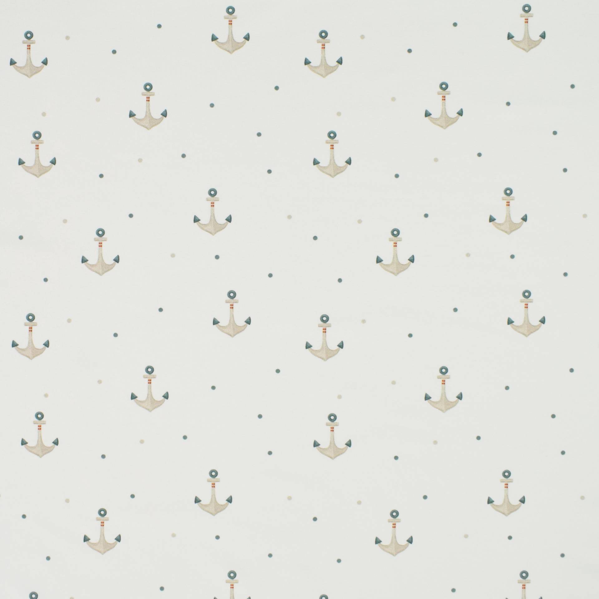 Baumwolljersey Küstenkind Anker, wollweiß von Stoffe Hemmers