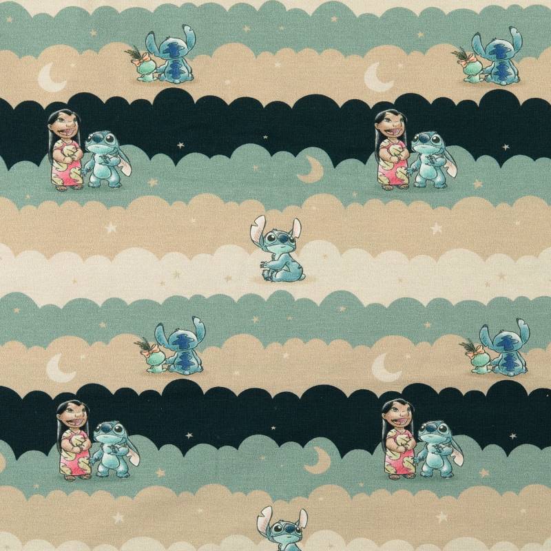 Baumwolljersey Lilo & Stitch Friends, altmint von Stoffe Hemmers