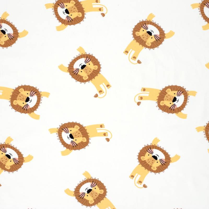 Baumwolljersey Löwe, wollweiß von Stoffe Hemmers