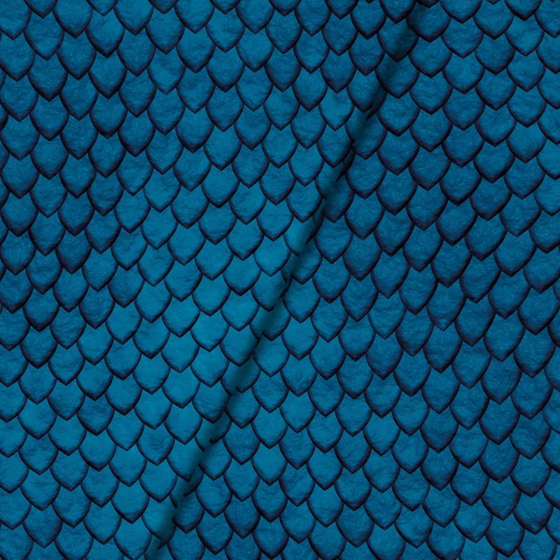 Baumwolljersey Malomi Panel Drachenhaut blau 150 x 65 cm von Stoffe Hemmers