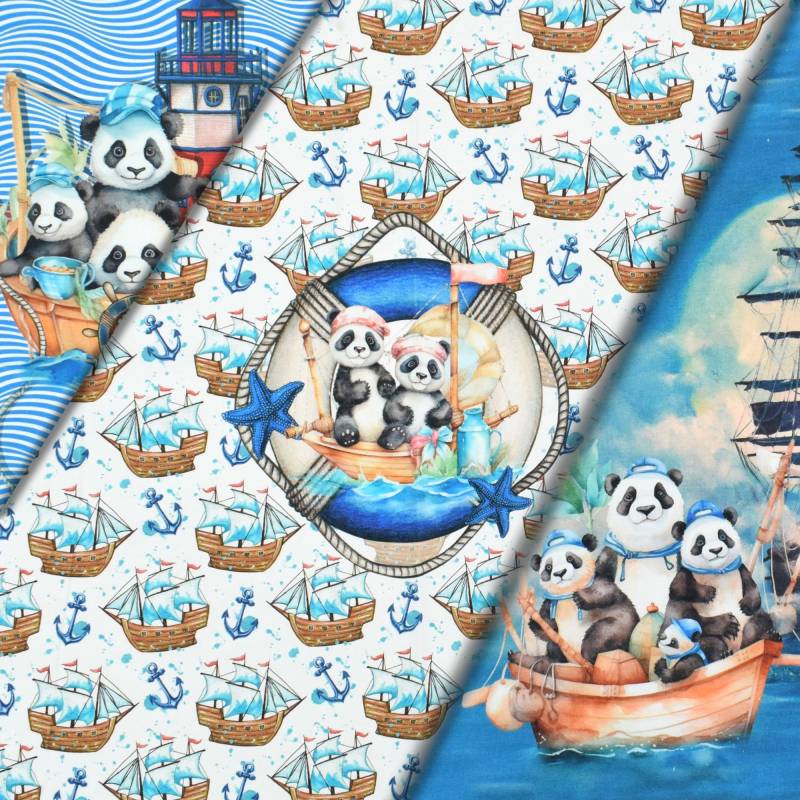 Baumwolljersey Panel Panda Cruise, 150 x 75 cm von Stoffe Hemmers