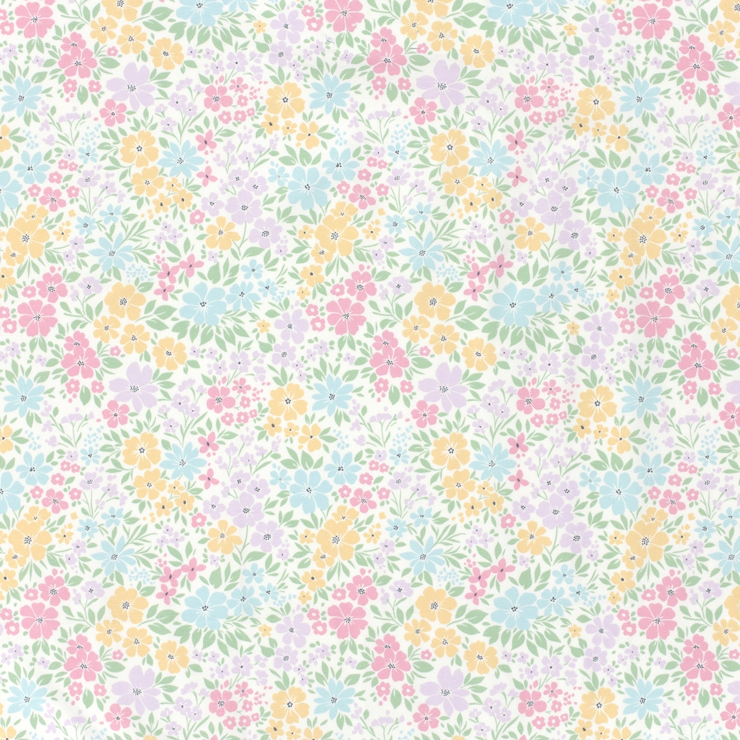 Baumwolljersey Pastellblumen, wollweiß von Stoffe Hemmers