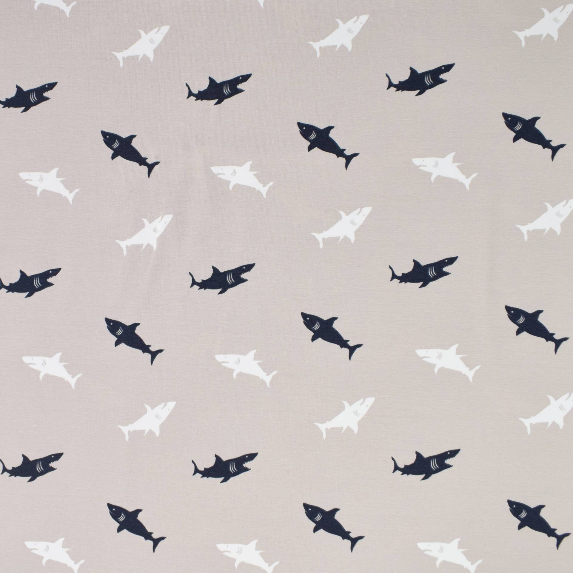 Baumwolljersey Sharks, beige von Stoffe Hemmers